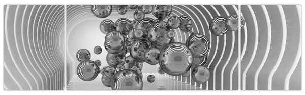 Obraz - Czarno-białe bąbelki (170x50 cm)