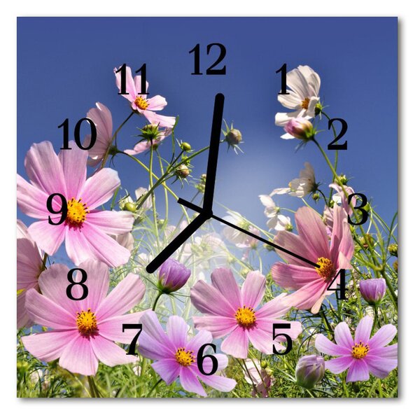 Zegar ścienny kwadrat Kosmos kwiaty