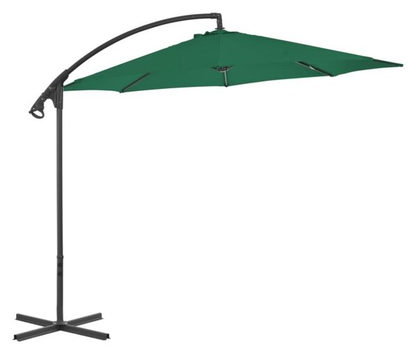 Parasol wiszący ze stalowym słupkiem, 300 cm, zielony