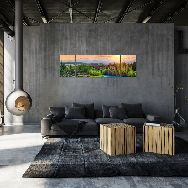 Obraz - Leśny krajobraz górski (170x50 cm)