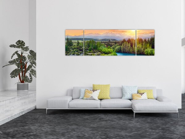 Obraz - Leśny krajobraz górski (170x50 cm)