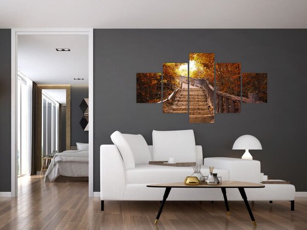 Obraz - Schody w naturze jesienią (125x70 cm)