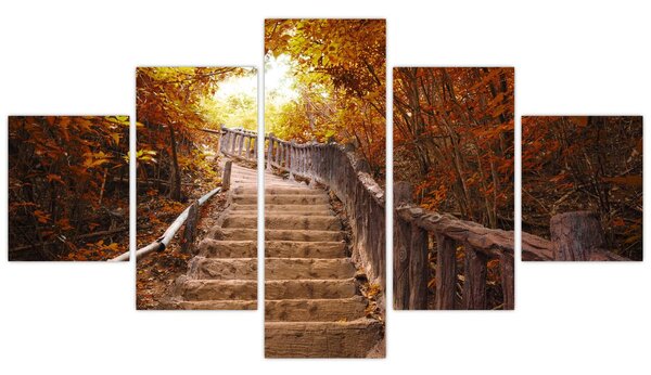 Obraz - Schody w naturze jesienią (125x70 cm)