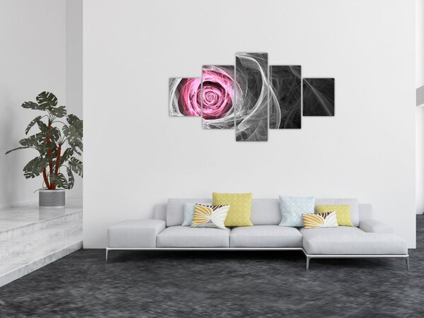 Obraz - Róż abstrakcyjny, fuksja (125x70 cm)
