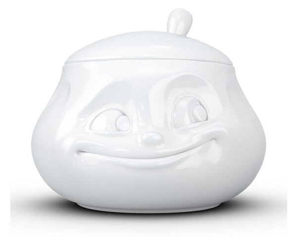 Biała uśmiechnięta cukierniczka z porcelany 58products