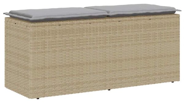 Ławka ogrodowa z poduszką beżowa 110x40x44 cm polirattan