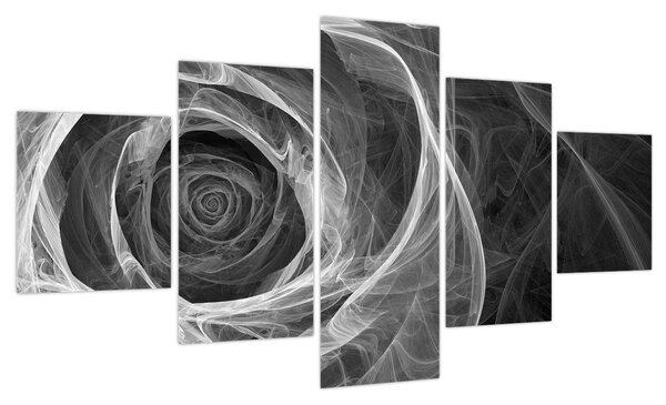 Obraz - Abstrakcyjna róża czarno-biała (125x70 cm)