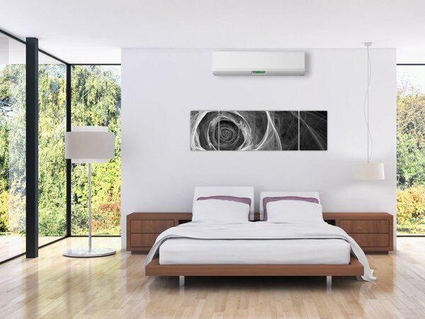 Obraz - Abstrakcyjna róża czarno-biała (170x50 cm)