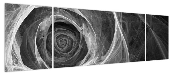 Obraz - Abstrakcyjna róża czarno-biała (170x50 cm)