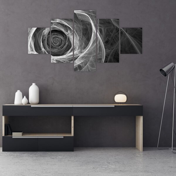 Obraz - Abstrakcyjna róża czarno-biała (125x70 cm)