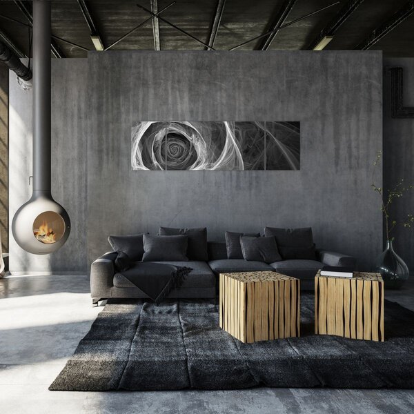 Obraz - Abstrakcyjna róża czarno-biała (170x50 cm)