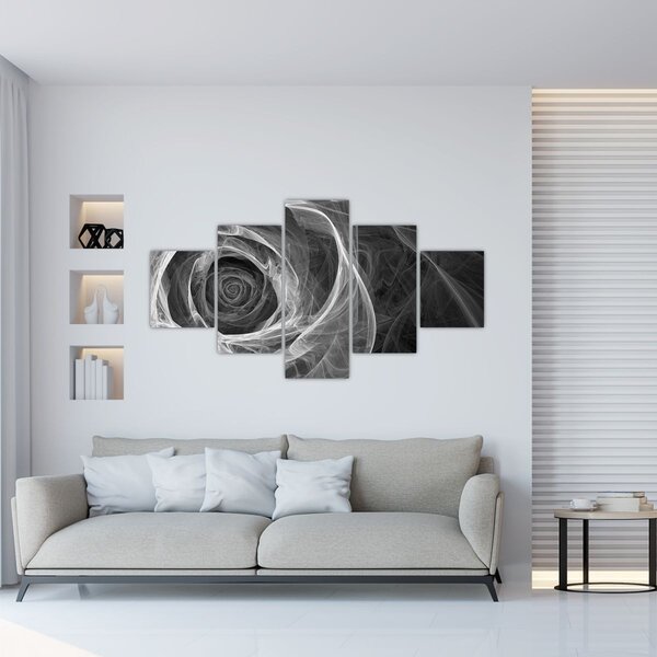 Obraz - Abstrakcyjna róża czarno-biała (125x70 cm)