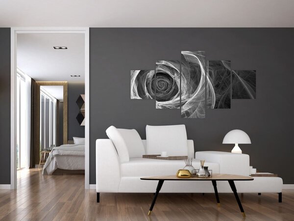Obraz - Abstrakcyjna róża czarno-biała (125x70 cm)