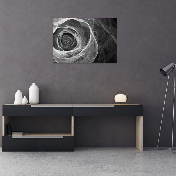 Obraz - Abstrakcyjna róża czarno-biała (70x50 cm)