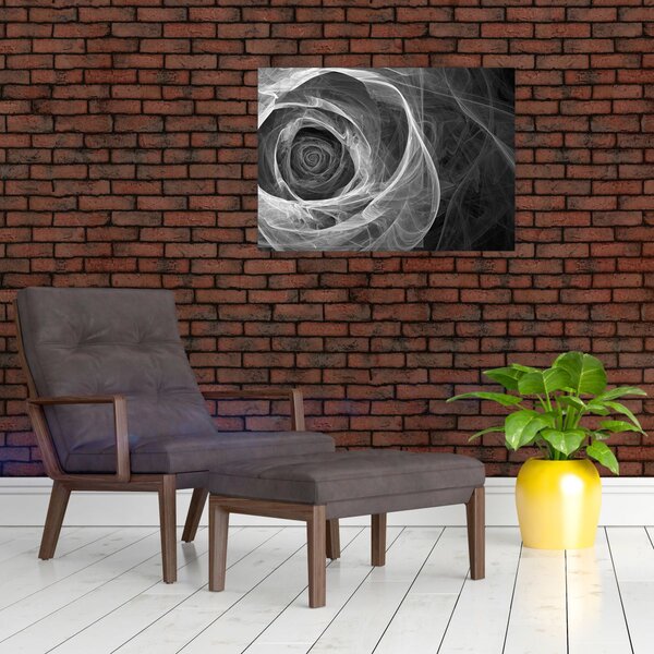 Obraz - Abstrakcyjna róża czarno-biała (70x50 cm)