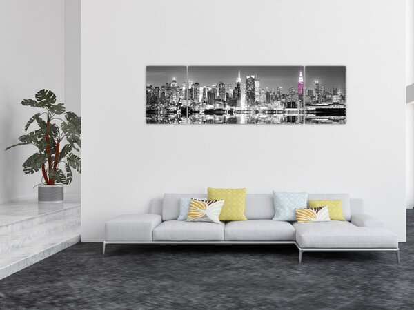 Obraz - Nowy Jork i fioletowy wieżowiec (170x50 cm)