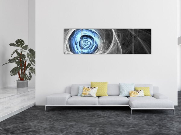 Obraz - Abstrakcyjny niebieski róż (170x50 cm)