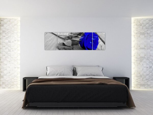 Obraz - Niebieska róża (170x50 cm)