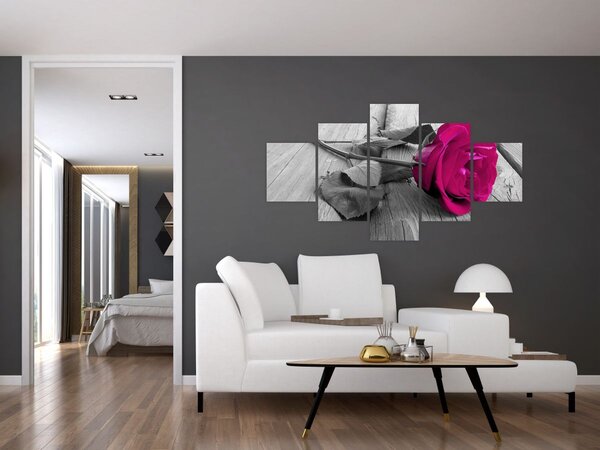 Obraz - Różowa róża (125x70 cm)