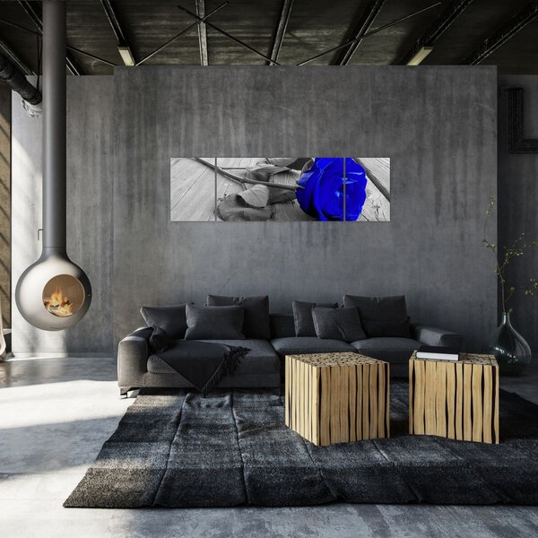 Obraz - Niebieska róża (170x50 cm)