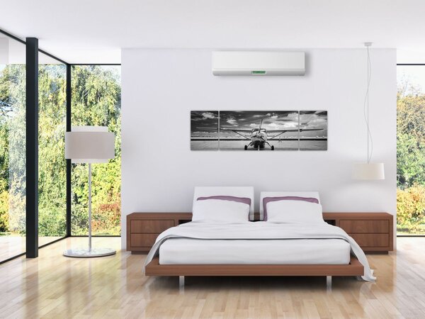 Obraz - Samolot czarno-biały (170x50 cm)