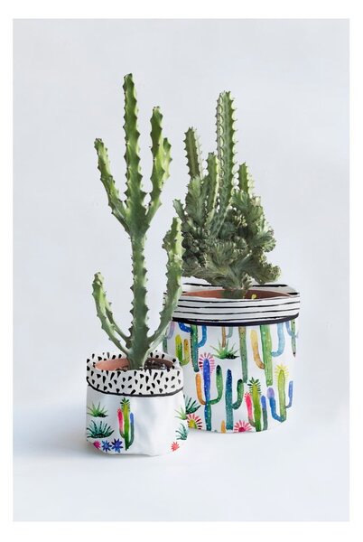 Komplet 2 tekstylnych doniczek Surdic Watercolor Cactus