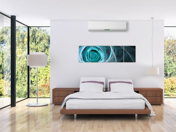Obraz - Abstrakcyjny różowy niebieski z czarnym tłem (170x50 cm)