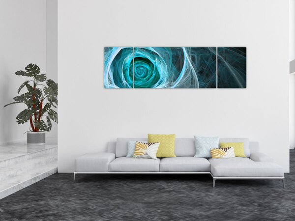 Obraz - Abstrakcyjny różowy niebieski z czarnym tłem (170x50 cm)