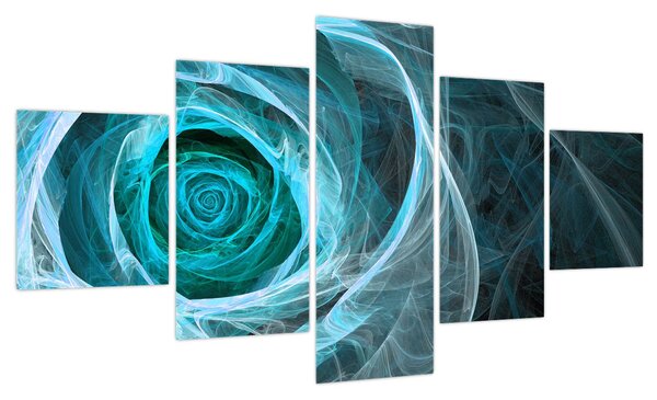 Obraz - Abstrakcyjny różowy niebieski z czarnym tłem (125x70 cm)