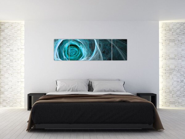 Obraz - Abstrakcyjny różowy niebieski z czarnym tłem (170x50 cm)