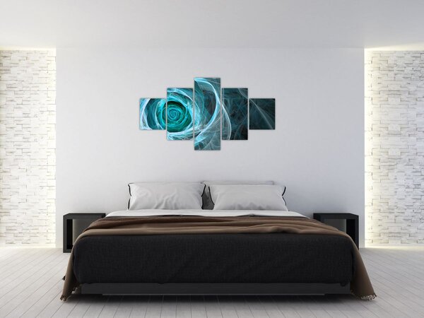 Obraz - Abstrakcyjny różowy niebieski z czarnym tłem (125x70 cm)