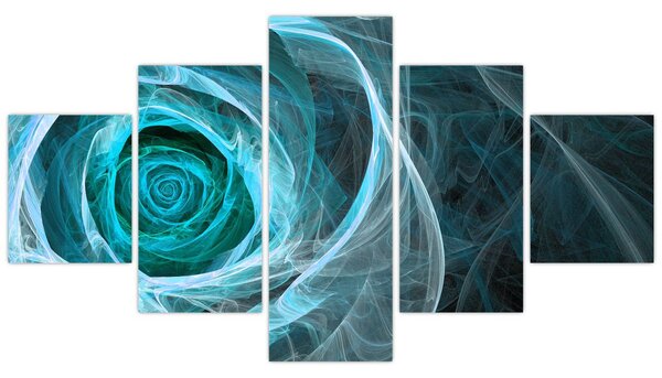 Obraz - Abstrakcyjny różowy niebieski z czarnym tłem (125x70 cm)
