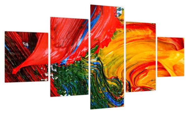 Obraz - Niebieska abstrakcja za pomocą pędzla (125x70 cm)
