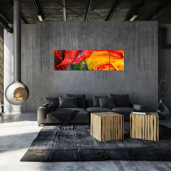 Obraz - Niebieska abstrakcja za pomocą pędzla (170x50 cm)