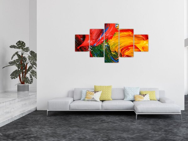 Obraz - Niebieska abstrakcja za pomocą pędzla (125x70 cm)