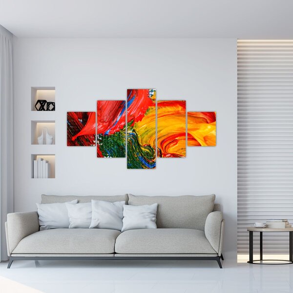 Obraz - Niebieska abstrakcja za pomocą pędzla (125x70 cm)