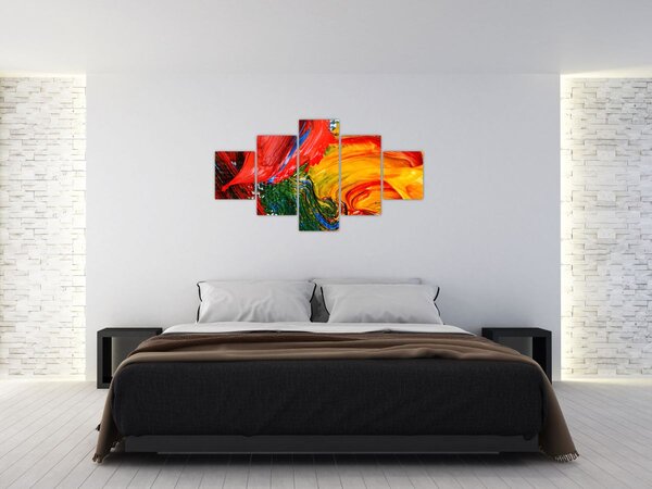 Obraz - Niebieska abstrakcja za pomocą pędzla (125x70 cm)