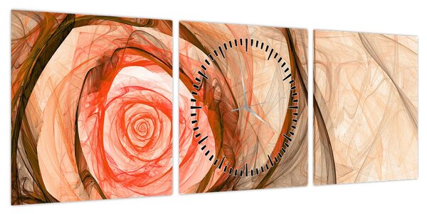 Obraz - Abstrakcyjny róż z białym tłem (z zegarem) (90x30 cm)