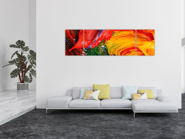 Obraz - Niebieska abstrakcja za pomocą pędzla (170x50 cm)