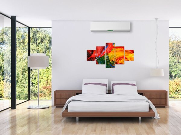 Obraz - Niebieska abstrakcja za pomocą pędzla (125x70 cm)
