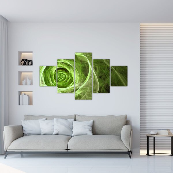 Obraz - Abstrakcyjny zielony róż (125x70 cm)