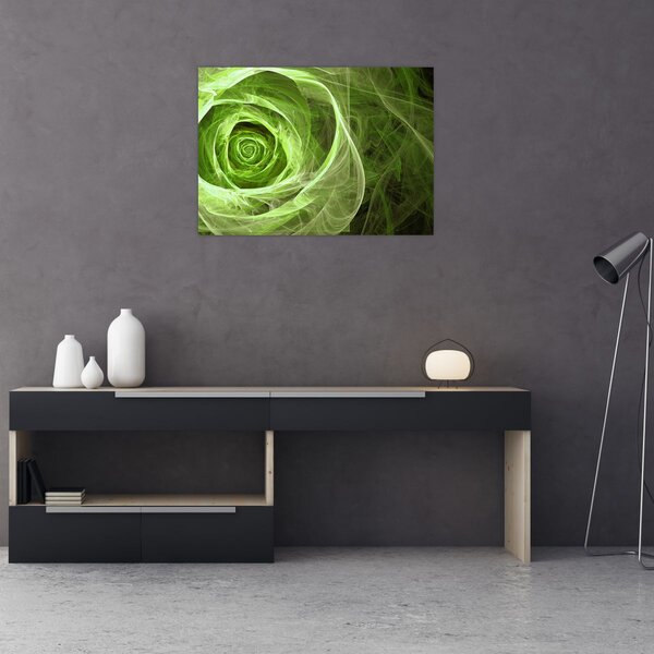 Obraz - Abstrakcyjny zielony róż (70x50 cm)