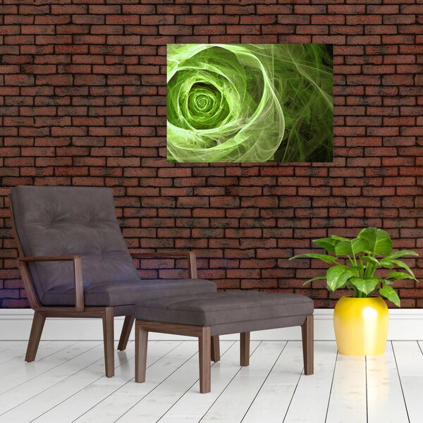 Obraz - Abstrakcyjny zielony róż (70x50 cm)