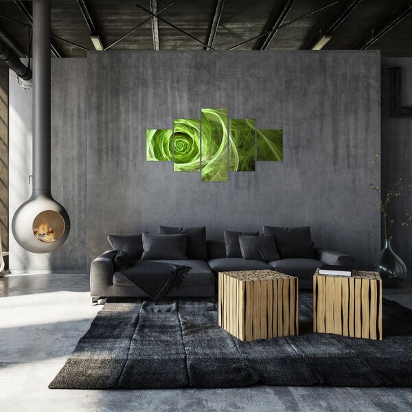 Obraz - Abstrakcyjny zielony róż (125x70 cm)