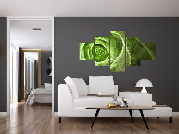 Obraz - Abstrakcyjny zielony róż (125x70 cm)