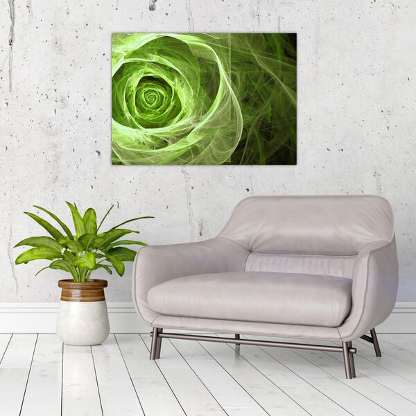 Obraz - Abstrakcyjny zielony róż (70x50 cm)