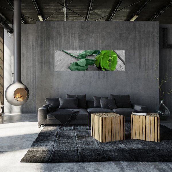 Obraz - Zielona róża (170x50 cm)