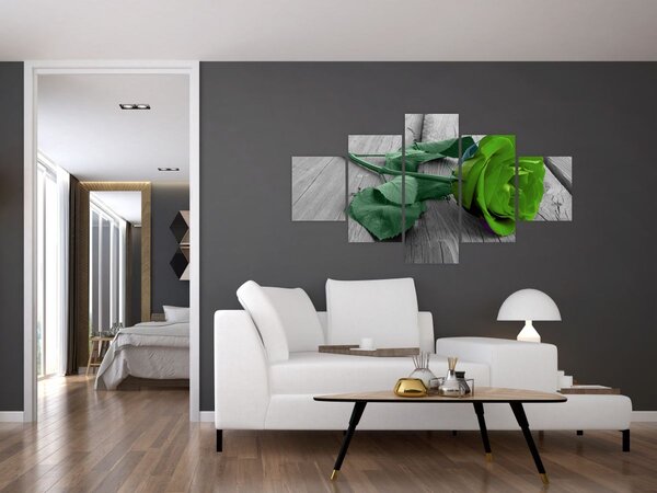Obraz - Zielona róża (125x70 cm)