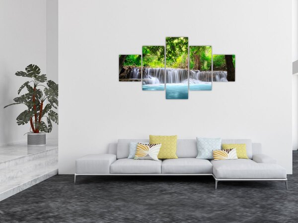 Obraz - Wodospad, niebieski (125x70 cm)