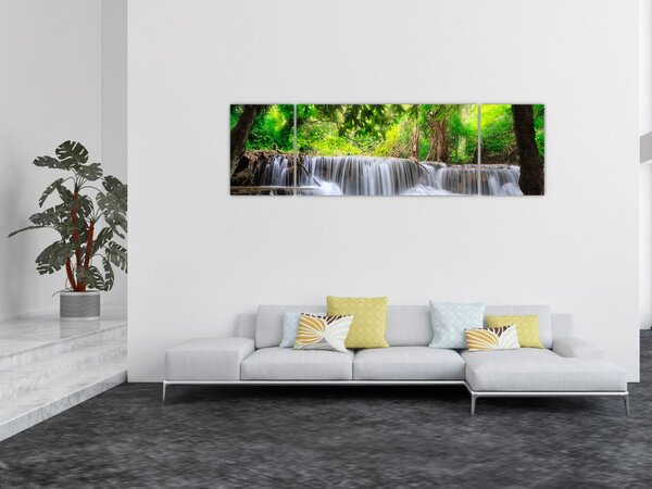 Obraz - Wodospad, niebieski (170x50 cm)